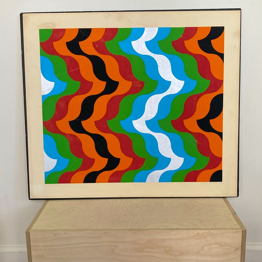 Vintage screen printed psychedelic pattern
